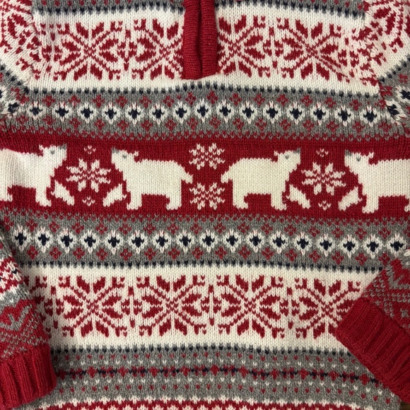Aspen Kids Warm Read White and Gray Christmas Sweater with Bears Fleece Lined - Picture 2 of 7